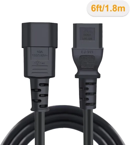 Vista 3 de CableCreation - Paquete de 2 cables de extensión de alimentación PDU C14 a C13 de 6 pies 18 AWG, 5.9 ft Cable de extensión de alimentación