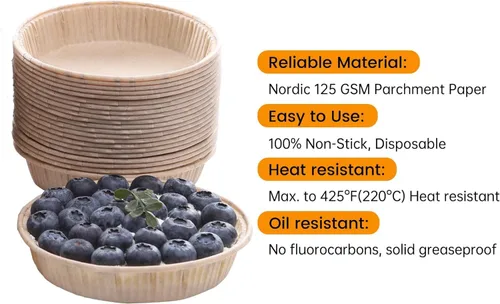 Vista 4 de Bake Choice - Juego de 200 mini moldes de papel para tartas de 4 pulgadas, desechables Non-stick, Unbleached, Mini Quiche Pans,Oven safe