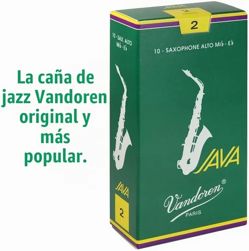 Vista 2 de Vandoren JAVA lengüetas para saxofón alto, resistencia 2, caja de 10