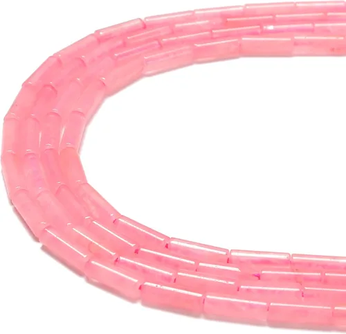 Vista 2 de JM Design Granos naturales del tubo del cilindro del cuarzo rosa tamaño 13.1x42.7 ft m 15.5" filamento para la fabricación de joyas