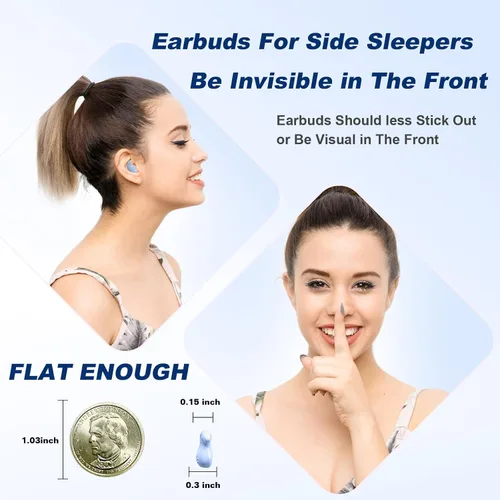 Vista 2 de Xmenha Auriculares invisibles inalámbricos Bluetooth para dormir pequeños auriculares para dormir de lado
