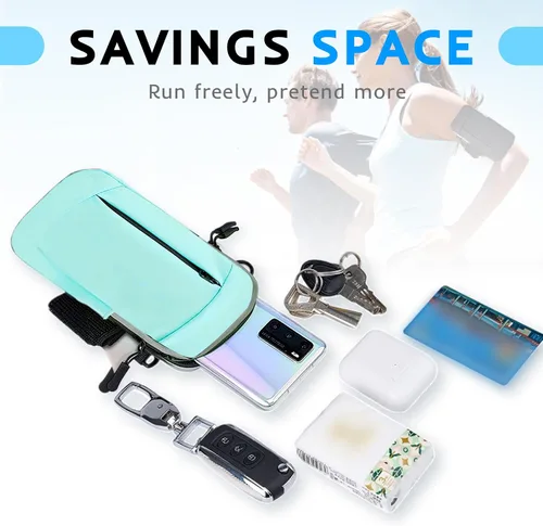 Vista 5 de Brazalete para correr, correa deportiva ajustable para correr, brazalete de entrenamiento para iPhone, bolsa de celular para ejercicio para hombres