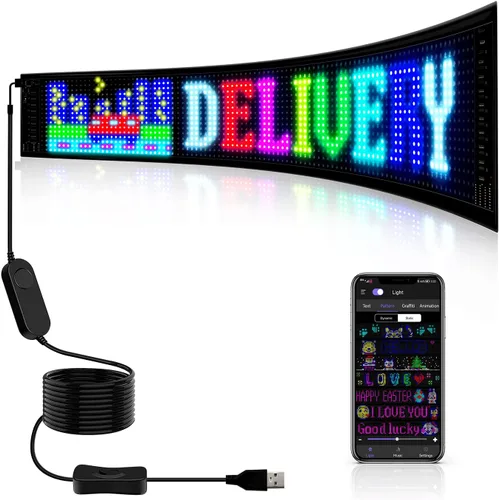 Vista 7 de Letrero LED Programable de Alto Brillo con Desplazamiento Letreros USB 5V Panel de Matriz LED Control de APP Inteligente DIY Patrones de Texto