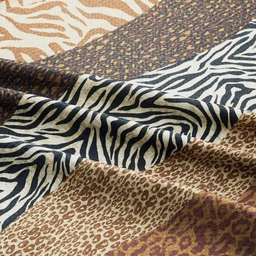 Vista 2 de WPM - Juego de alfombras de baño y cortina de ducha con estampado de leopardo animal, alfombra de baño absorbente de lujo, alfombra de contorno