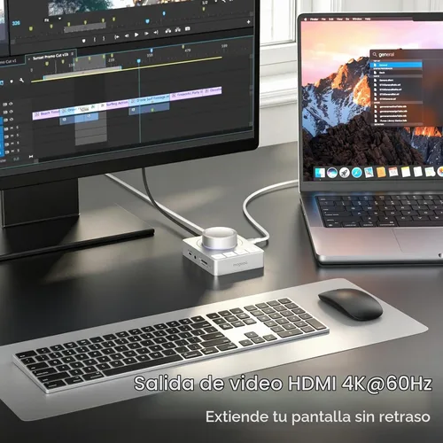 Vista 6 de MOGOOD Knob USB C Hub 9-in-1 Docking Station,Multiport Hub,1 Pack Highy ABS