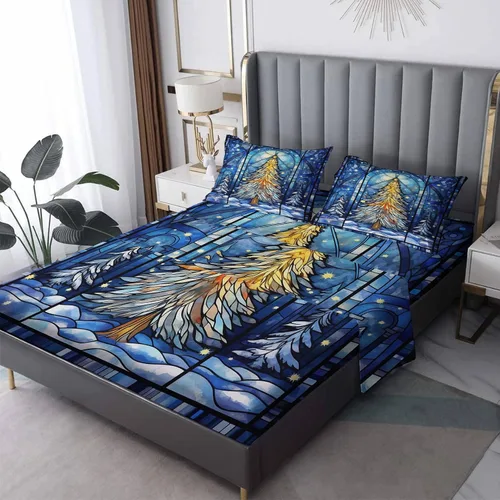 Vista 8 de Sábanas para árbol de Navidad tamaño individual – Sábanas y fundas de almohada de Navidad – 100% microfibra, estampado de alta cantidad de hilos
