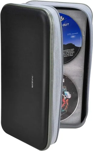 Vista 7 de Billetera para CD y DVD, capacidad de 96 unidades, resistente, resistente, almacenamiento de DVD, carcasa dura, soporte para disco de CD, funda
