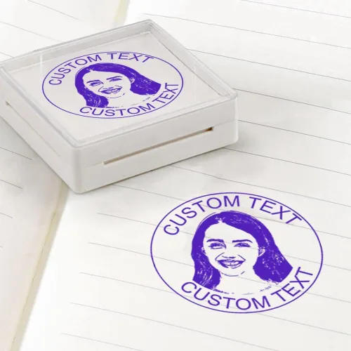 Vista 6 de Sellos personalizados autoentintados, sellos de fotos personalizados para retratos con cara y texto, suministros de oficina, negocios, sello