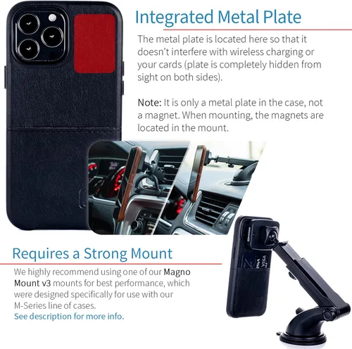 Vista 3 de Dockem Funda tipo cartera para iPhone 13 Pro con placa de metal integrada para montaje magnético y 1 bolsillo plano para tarjetas de crédito Exec