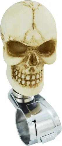 Vista 5 de Volante giratorio con diseño de calavera divertida perilla suicida para la mayoría de vehículos de transmisión automática manual (beige)