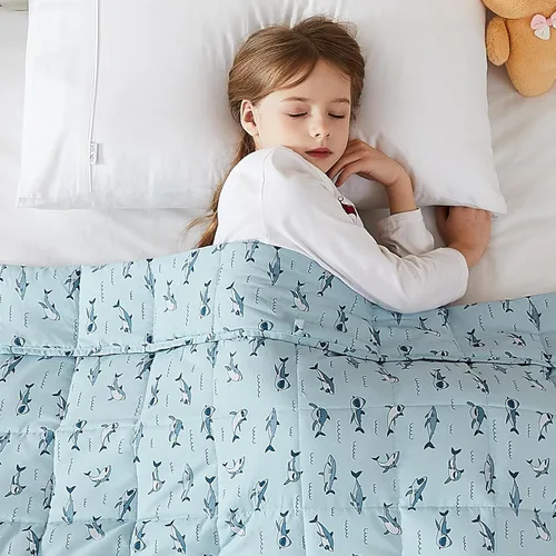Vista 38 de L'AGRATY Manta con peso de 5 libras, para regazo, manta pequeña y portátil para adultos, refrescante, para viajar, relajarse y dormir, para todas