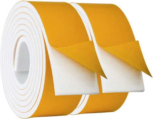 Vista 41 de Burlete de cinta de espuma autoadhesiva blanca para puertas y ventanas de 1 pulgada × 3/4 pulgada × 13 pies, tira de sellado de espuma de alta Blanco