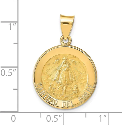 Vista 4 de Colgante de oro amarillo de 14 quilates con colgante de medalla Caridad del Cobre