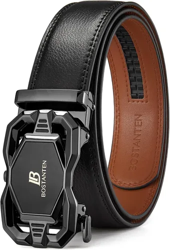 Vista 17 de BOSTANTEN - Cinturón de cuero para hombre con hebilla de rátchet para vestir y casual con hebilla ajustable, corte para adaptarse