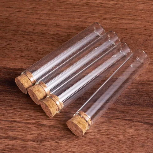 Vista 6 de BENECREAT Paquete de 20 tubos de vidrio de 1.0 fl oz (1 oz) con tapones de corcho, pequeñas botellas vacías transparentes para aceites esenciales