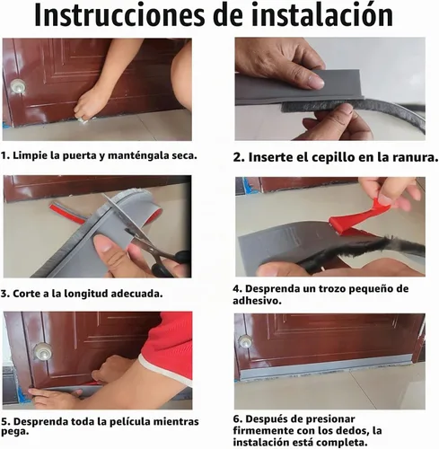 Vista 5 de Barrido de puerta de goma grande de 39" con cepillo, ajustable - negro