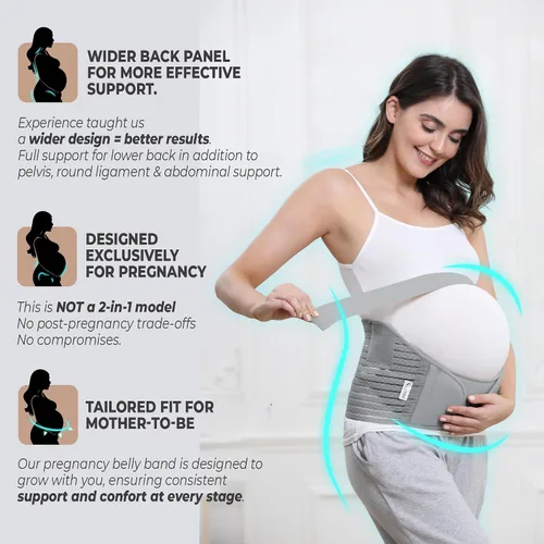 Vista 12 de NeoTech Care Cinturón de maternidad para embarazo, soporte para espalda, abdomen, cintura, pelvis (talla L, color marfil)
