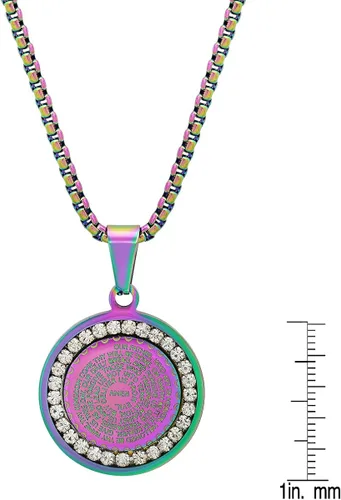 Vista 5 de Steeltime Stainless Steel Lords Prayer Necklace with Simulated Diamonds