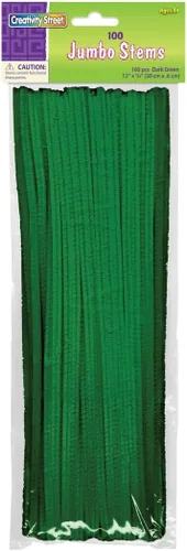 Vista 24 de Creativity Street Jumbo Chenille Stems, 12" x 6 mm, Craft Pipe Cleaners in Assorted Basic Colors, Pack of 100, Case of 12 Packs, 1200 Chenille Stems