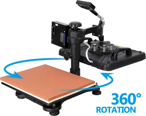 Vista 3 de SUPER DEAL Máquina de prensa de calor 5 en 1, 12 x 15 pulgadas, calidad de rotación de 360 grados, máquina de transferencia de calor digital