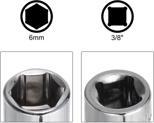 Vista 4 de uxcell 2pcs 3/8-inch Drive 0.236 in Cr-V 6-Point Zócalo poco profundo