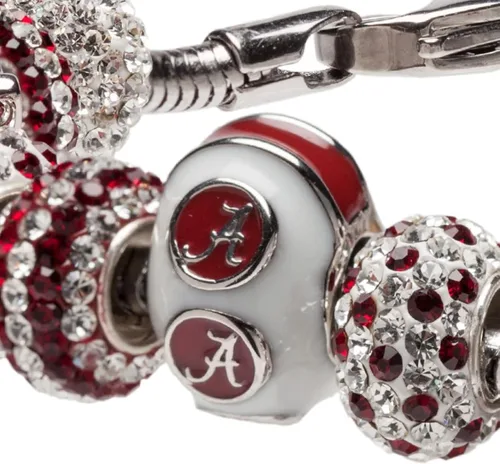 Vista 3 de Stone Armory Abalorio para Crimson Tide – Abalorio de la Universidad de Alabama con cuentas blancas de Alabama – Abalorio de Alabama de acero