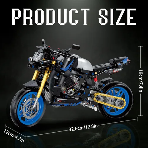 Vista 2 de MJDDJA Juego de construcción de motocicleta 1:8 para adultos, bloques de construcción para adultos, juguete coleccionable para niños de 14, 15 y 16