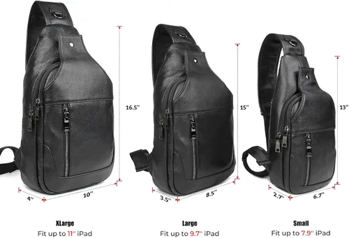 Vista 5 de Polare - Bolso bandolera de piel de vacuno impermeable y casual para hombre