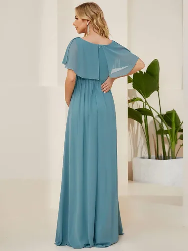 Vista 2 de Ever-Pretty Vestido de maternidad plisado con cuello en V y manga de capa para mujer 20887