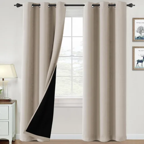 Vista 39 de H.VERSAILTEX Cortinas 100% de opacidad para dormitorio, con aislamiento térmico, cortinas opacas de 63 pulgadas de largo, cortinas de bloqueo