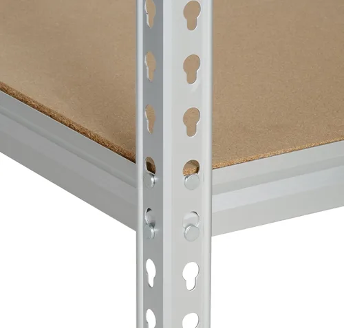 Vista 4 de Amazon Basics - Estantería de almacenamiento de resistencia media de doble poste, 5 niveles, tablero prensado, aluminio, 36 x 18 x 72 Servicio