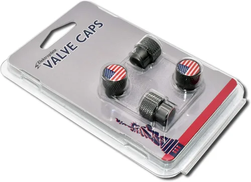 Vista 4 de Tapones universales de vástago de válvula de EE. UU., moleteado cromado negro Corrosion-Resistant Aluminum, Fits 8 mm Tire Valve for all Vehicles