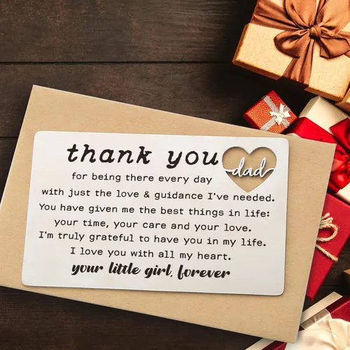 Vista 18 de YODOCAMP Tarjeta de billetera con texto en inglés "Thank You Dad", tarjeta de cartera grabada para mi papá de hija e hijo, cumpleaños, día