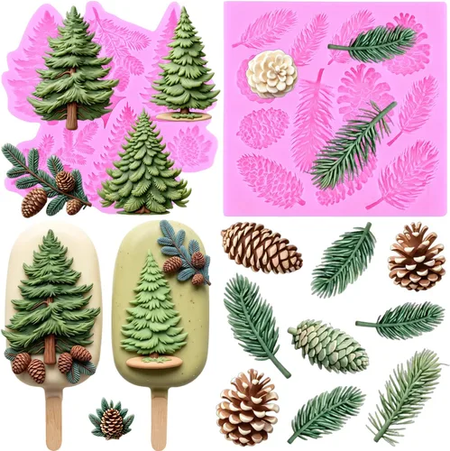 Vista 11 de ZiXiang Molde de silicona para pastel de árbol de Navidad, fiesta de cumpleaños, bricolaje, decoración de pasteles, decoración de cupcakes, arcilla