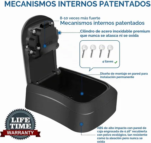 Vista 4 de GIVERARE Caja de Seguridad para Llaves con Combinación, Caja de Bloqueo de 4 Dígitos para Montar en Pared, Ocultador de Llaves Impermeable