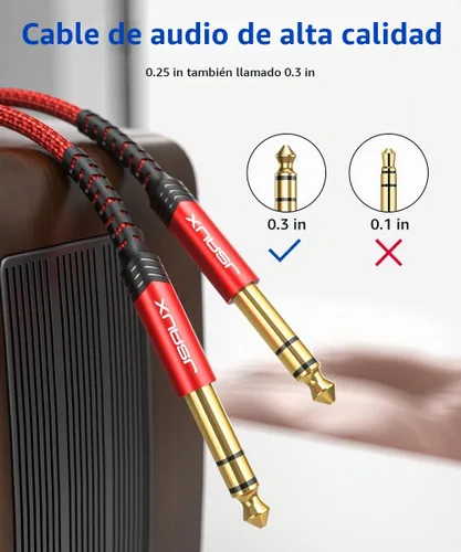 Vista 2 de JSAUX Cable de guitarra de 10 pies para guitarra eléctrica/mandolina/bajo rojo Recto-Rojo