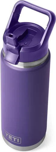 Vista 8 de YETI Rambler Botella de 26 onzas, aislada al vacío, de acero inoxidable, con tapa de popote a juego Rojo rescate