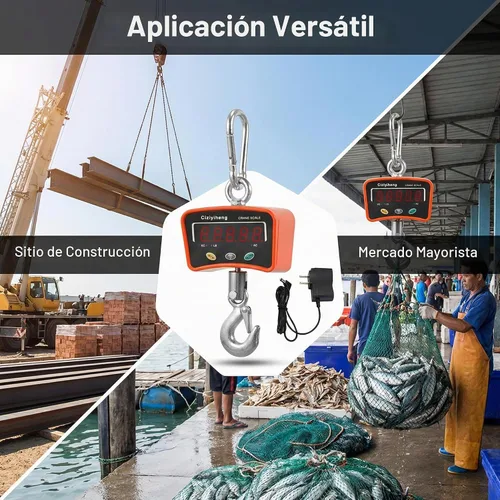 Vista 6 de Báscula colgante digital para grúa industrial con sensor de precisión adecuada para pesaje de granja (500 kg/1100 lb)