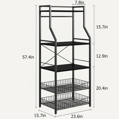 Vista 2 de IDEALHOUSE Estante para hornear de cocina, soporte para horno de microondas Negro (Rustic Black)