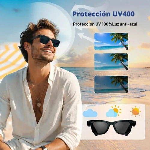 Vista 7 de Gafas inteligentes AI con cámara, video HD de 8 MP y captura de fotos