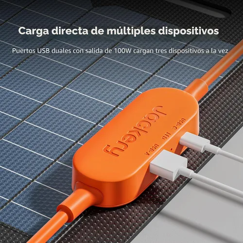 Vista 4 de Jackery SolarSaga - Panel solar de aire de 100 W, paneles bifaciales con eficiencia de conversión del 23%, impermeables IP65, cargador solar