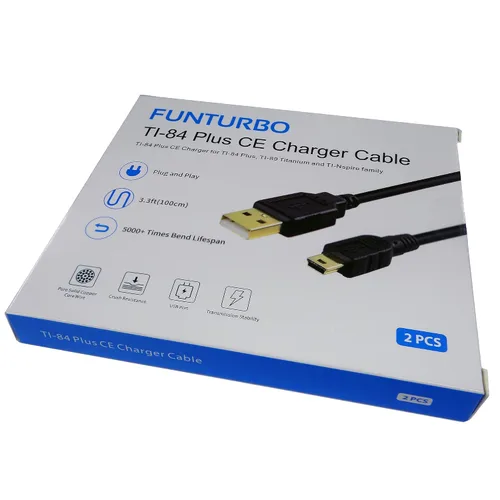 Vista 7 de Funturbo TI-84 Plus CE Cable de carga y datos, Texas Instruments Cable de carga USB para TI-84 Plus C Silver Edition, TI-Nspire CX II Mini USB Cable