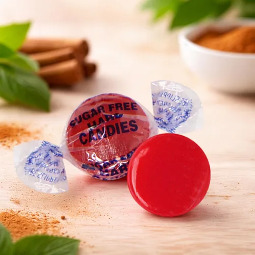 Vista 4 de Discos de caramelo duro de canela sin azúcar, recipiente resellable de 1