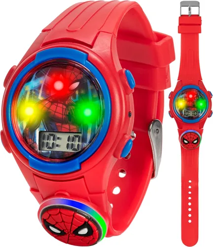 Vista 10 de Marvel Spider-Man Kids Watches – Digital Display, Interactive Features, Adjustable Strap, Vibrant Spider-Man Graphics, Durable for Active Kids Azul