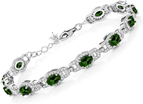 Vista 20 de Gem Stone King 7-14 Cttw Oval Gemstone Birthstone Tennis Bracelet For Women 925 Sterling Silver Oval 6X4MM 7 Inch With 1 Inch Extender Fine
