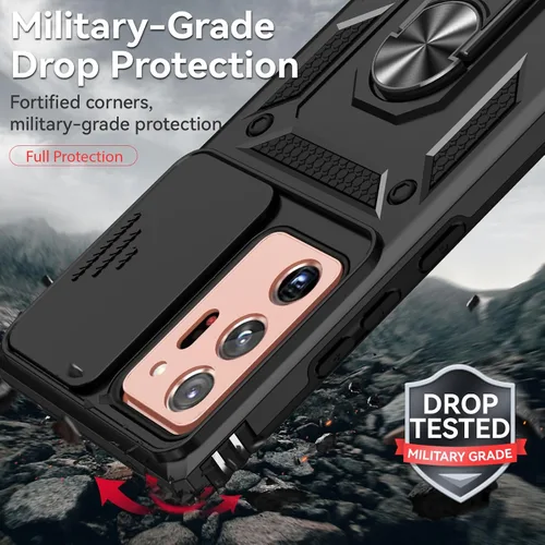 Vista 3 de Funda para Galaxy Note 20 Ultra con protector de pantalla: [grado militar de 20 pies probada en caídas] anillo a prueba de golpes - Samsung Galaxy