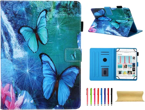 Vista 39 de Funda universal para tablet de 7 pulgadas, piel sintética [ranuras para tarjetas], cubierta magnética, para Samsung Galaxy Tab E/Tab A 7.0, Fire 7