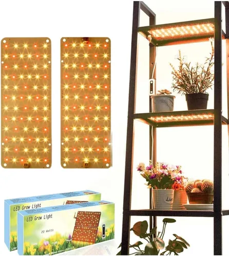 Vista 9 de Panel de luz de cultivo para plantas de interior, luz LED ultrafina de espectro completo de 20 W para estante y gabinete, regulable con temporizador