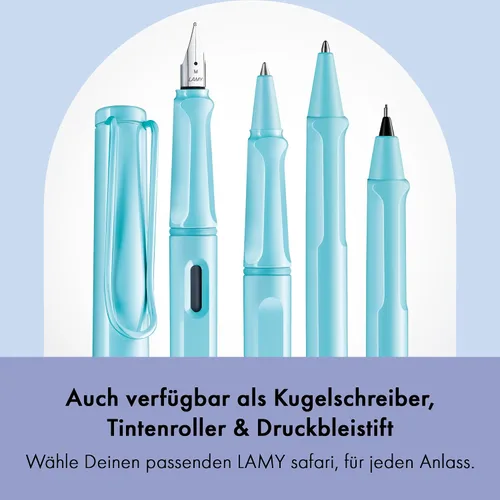 Vista 6 de Lamy safari aquasky - Pluma estilográfica con agarre ergonómico y punta de acero pulido tamaño M - ideal para cualquier escritura y caligrafía