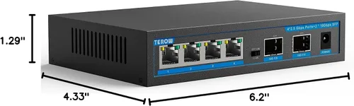 Vista 10 de Switch Ethernet 2.5G de 4 puertos con 2 x 10G SFP+ Uplink – Switch de red TEROW compatible con VLAN, compatible con Gigabit/2.5GbE/10GbE